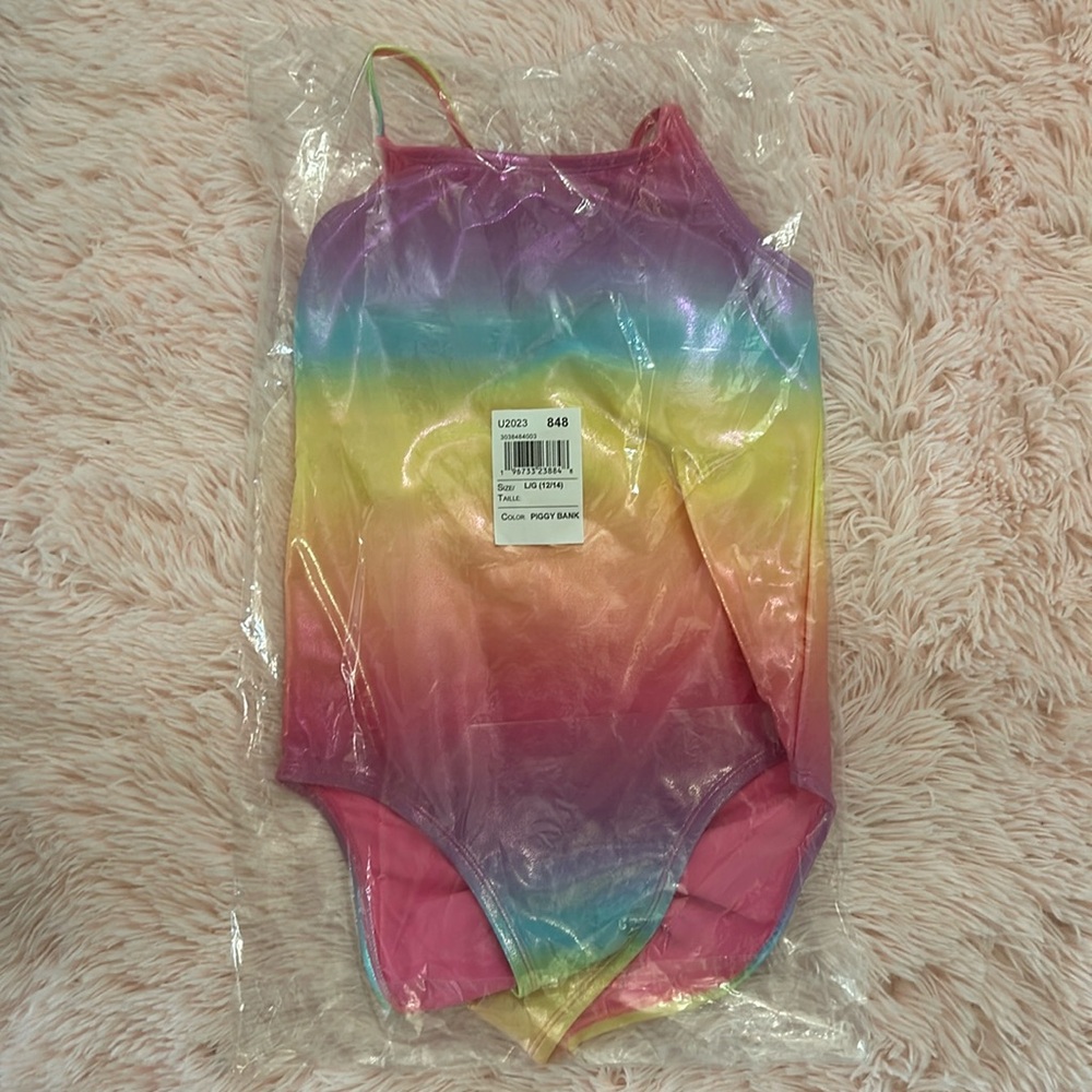 One piece rainbow girl’s bathing suit